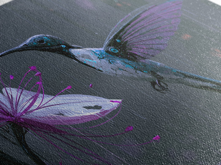 Mechanical Hummingbird Hovering Near Flower Framed Canvas Print, Steampunk Art, Statement Artwork, Living Room Decor, Mechanic, STE-3x2-85