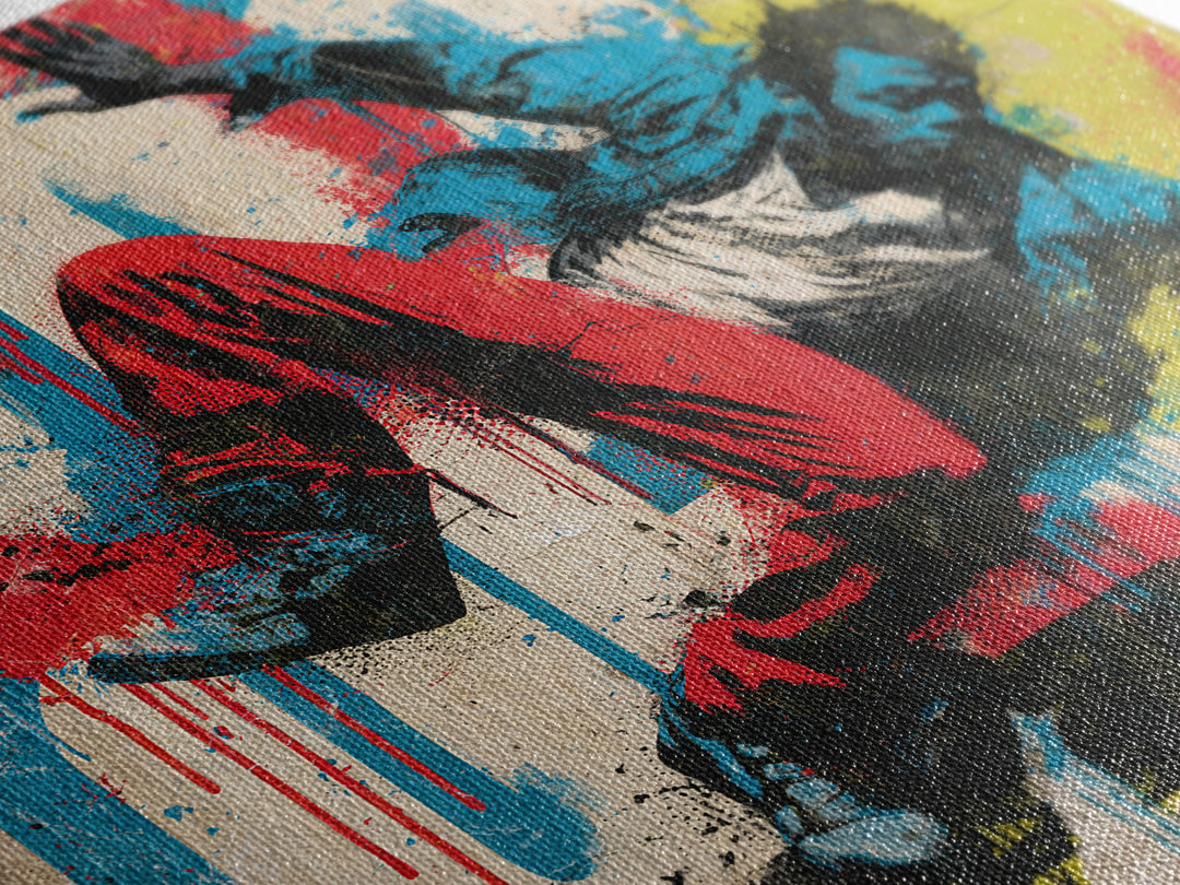 Breakdancer Frozen in Energetic Motion Framed Canvas Print, Street Art, Anime Art, Living Room Decor, Abstract Art, Urban, STR-1x1-42