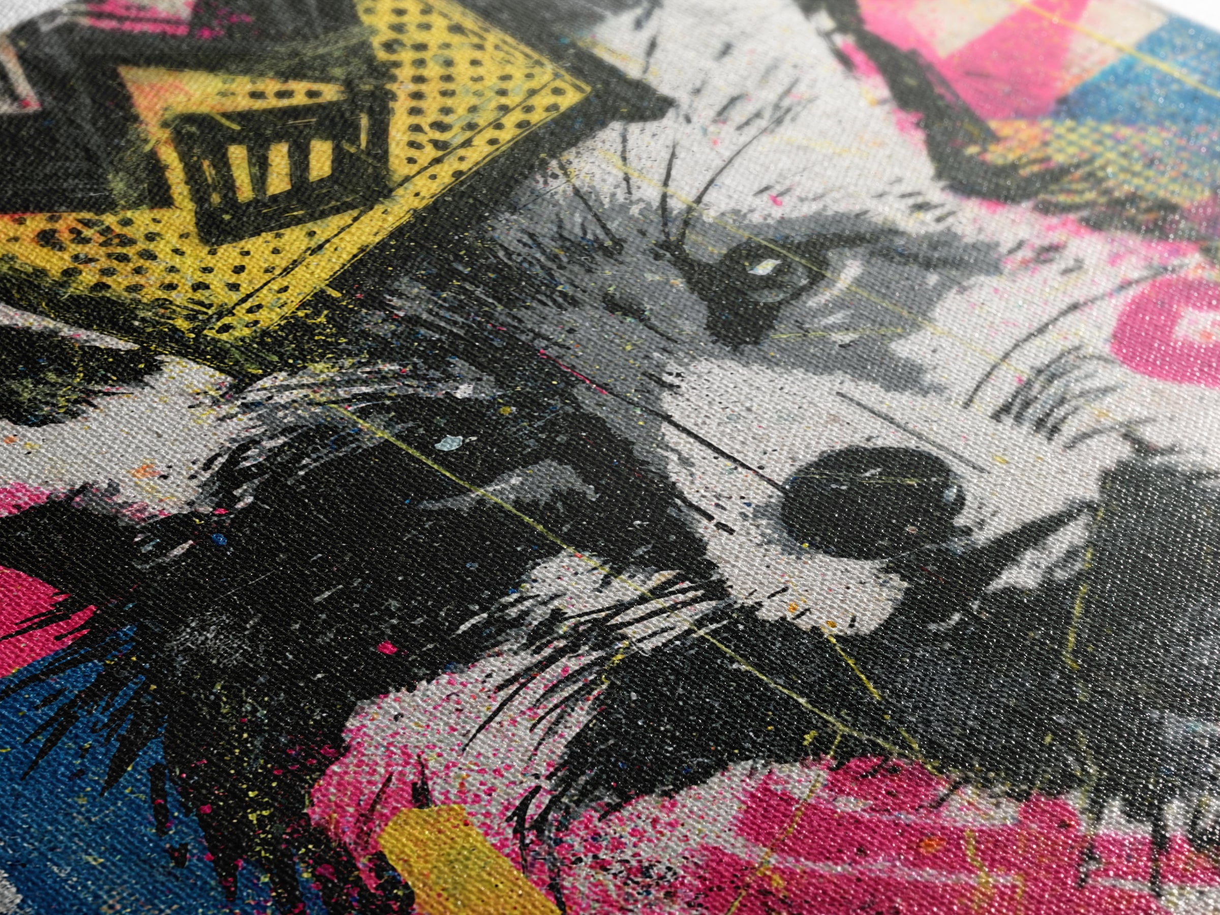 Urban Fox Wearing a Crown of Spray Canvas Print, Street Art, Contemporary Art, Living Room Decor, Fine Art, Urban, STR-1x1-50