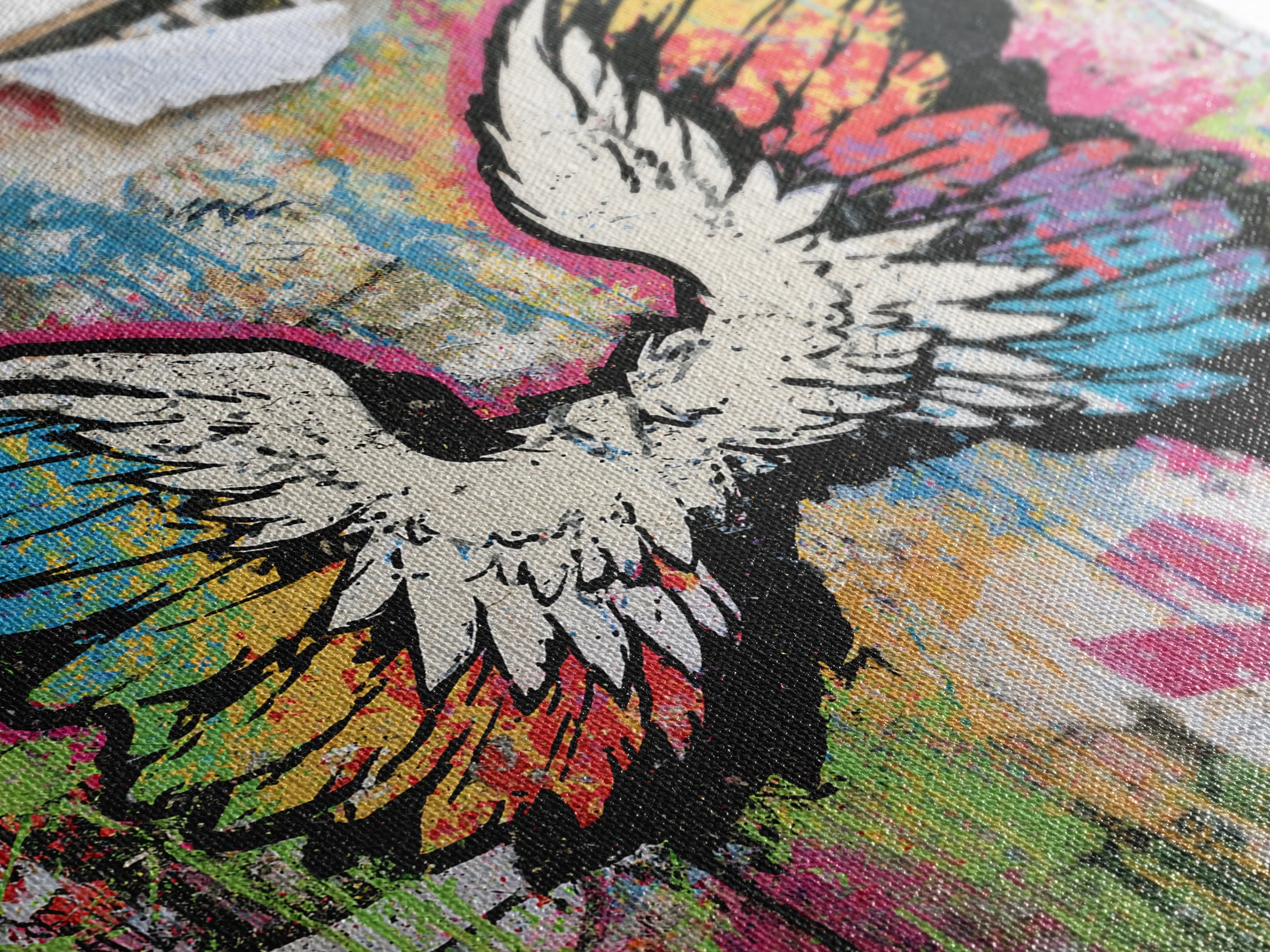 Graffiti Angel Wings Canvas Print, Street Art, Poster, Living Room Decor, Fine Art, Urban, Poster Prints, Watercolor Painting, STR-1x1-77