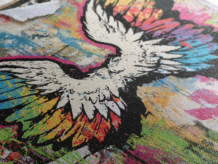 Graffiti Angel Wings Canvas Print, Street Art, Poster, Living Room Decor, Fine Art, Urban, Poster Prints, Watercolor Painting, STR-1x1-77