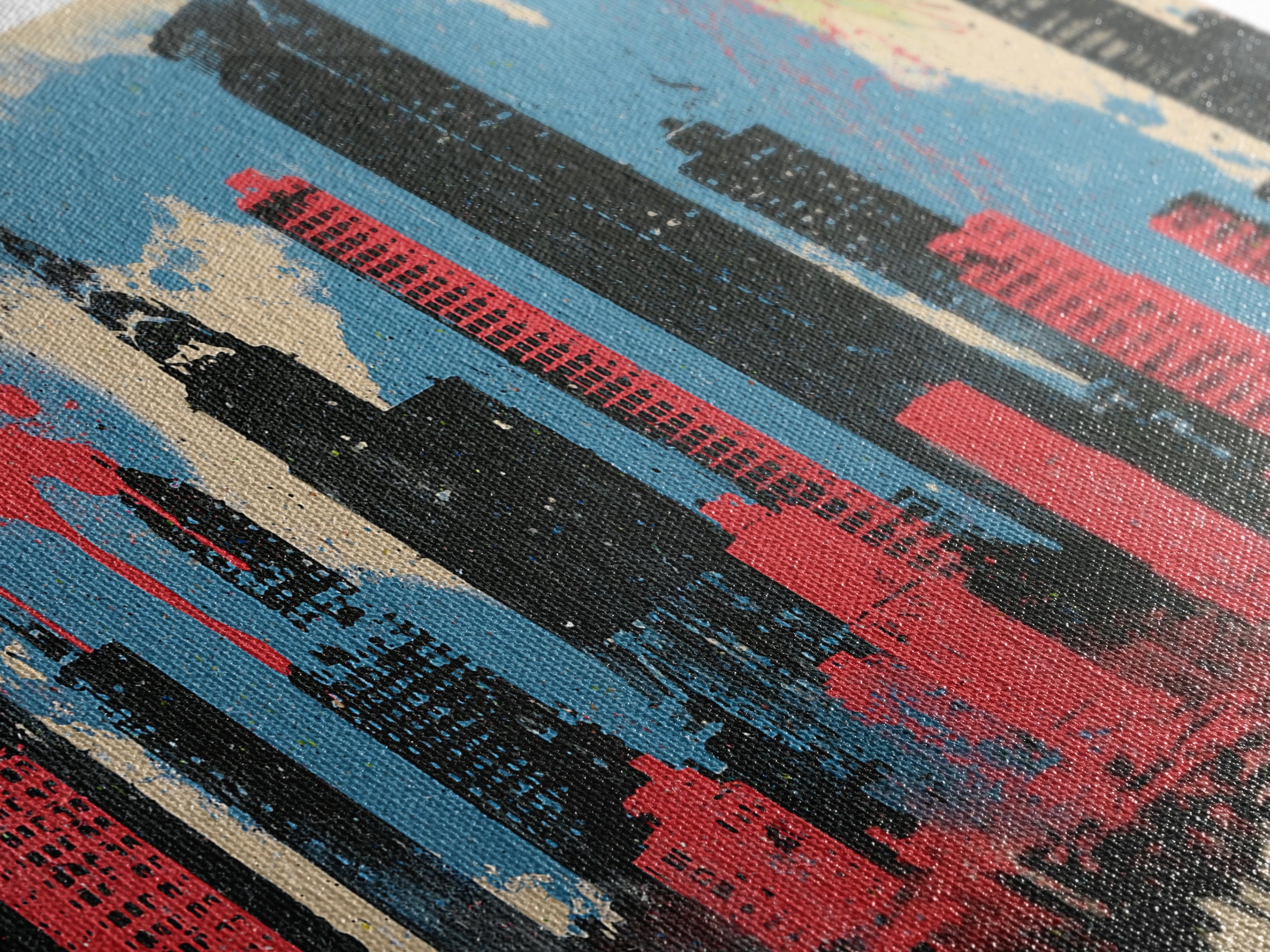 Urban Skyline Made from Stencil Layers Canvas Print, Street Art, Living Room Decor, Abstract Art, Urban, Abstract Painting, STR-2x1-58