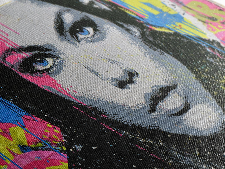 Bold Stencil Portrait Canvas Print, Street Art, Abstract Painting, Living Room Decor, Fine Art, Urban, Gallery Decor, STR-2x1-69