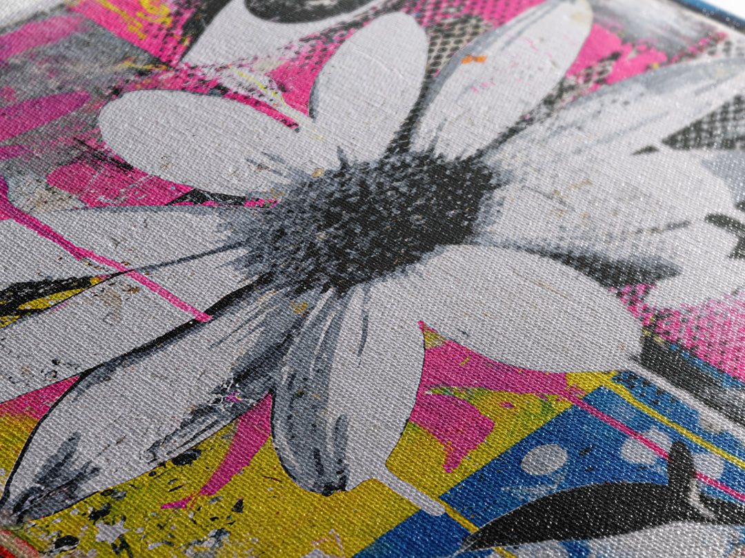 Paste Up Collage of Flowers and Eyes Canvas Print, Street Art, Wall Hangings, Living Room Decor, Fine Art, Urban, Modern Art, STR-2x3-66