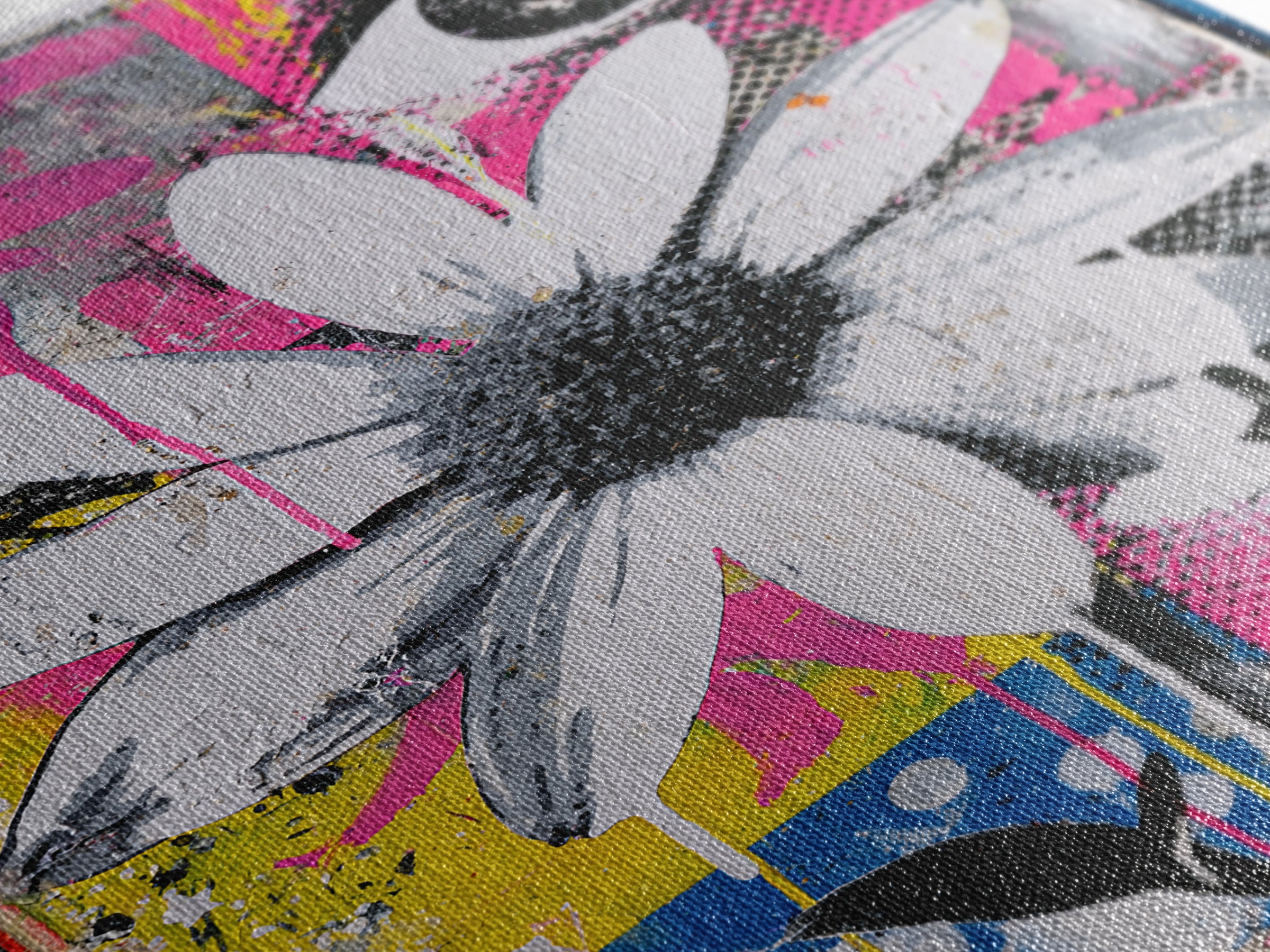 Paste Up Collage of Flowers and Eyes Canvas Print, Street Art, Wall Hangings, Living Room Decor, Fine Art, Urban, Modern Art, STR-2x3-66