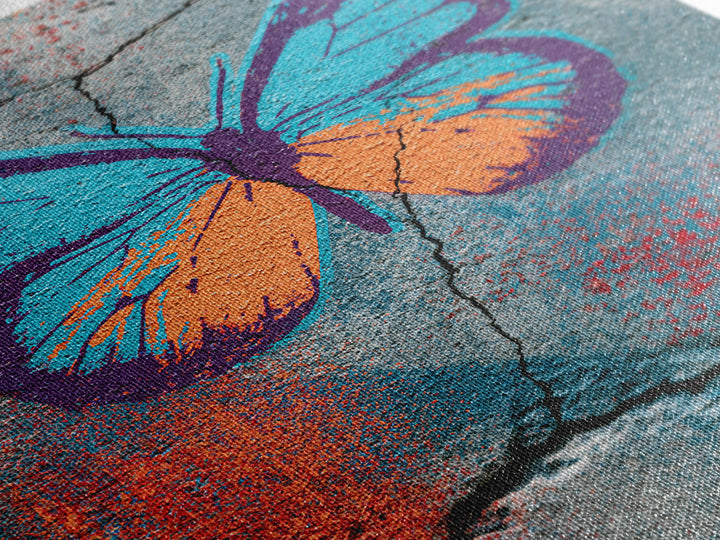 Spray Painted Butterfly on Cracked Concrete Canvas Print, Street Art, Abstract Art, Living Room Decor, Fine Art, Urban, STR-2x3-79