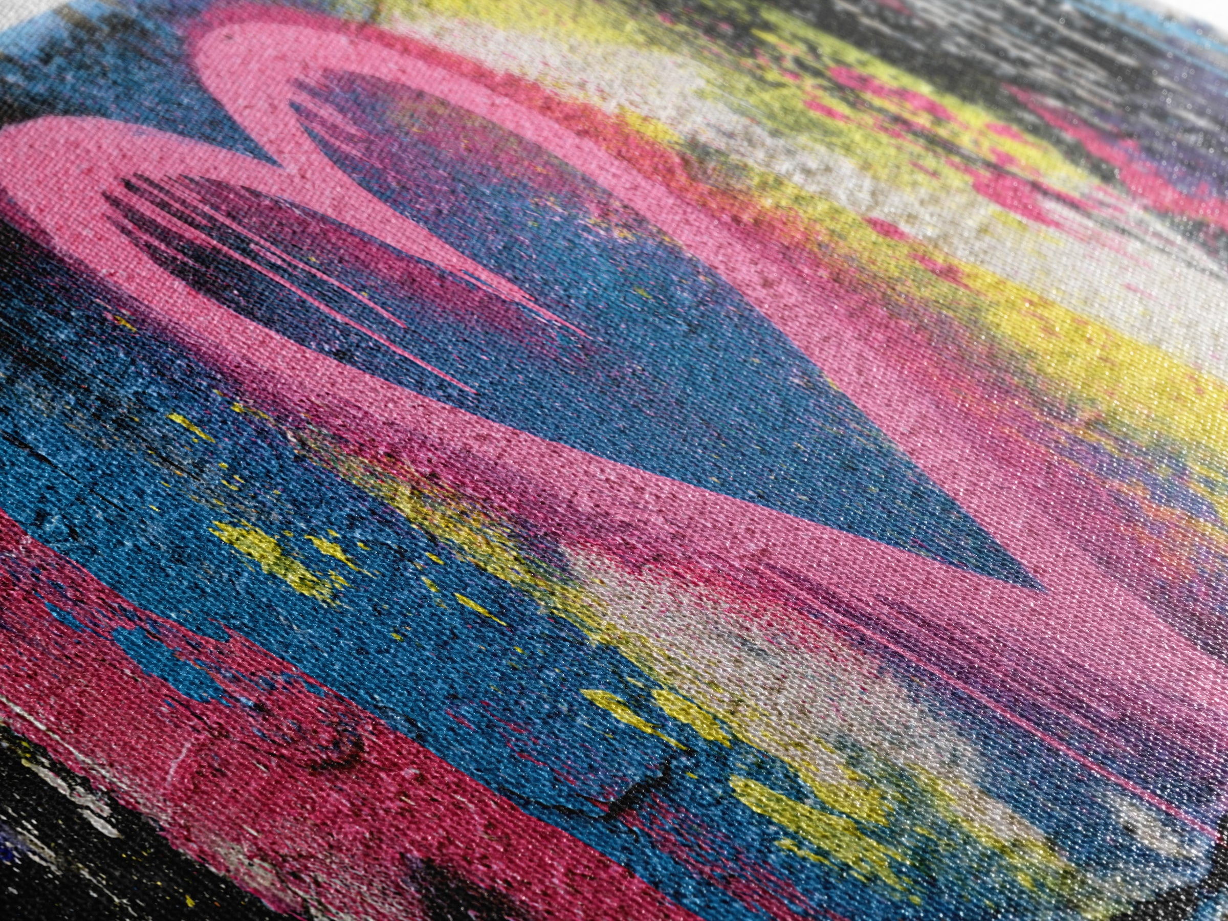 Neon Heart with Rough Drips Canvas Print, Street Art, Abstract Art, Living Room Decor, Urban, Anime Art, Original Artwork, STR-3x1-75