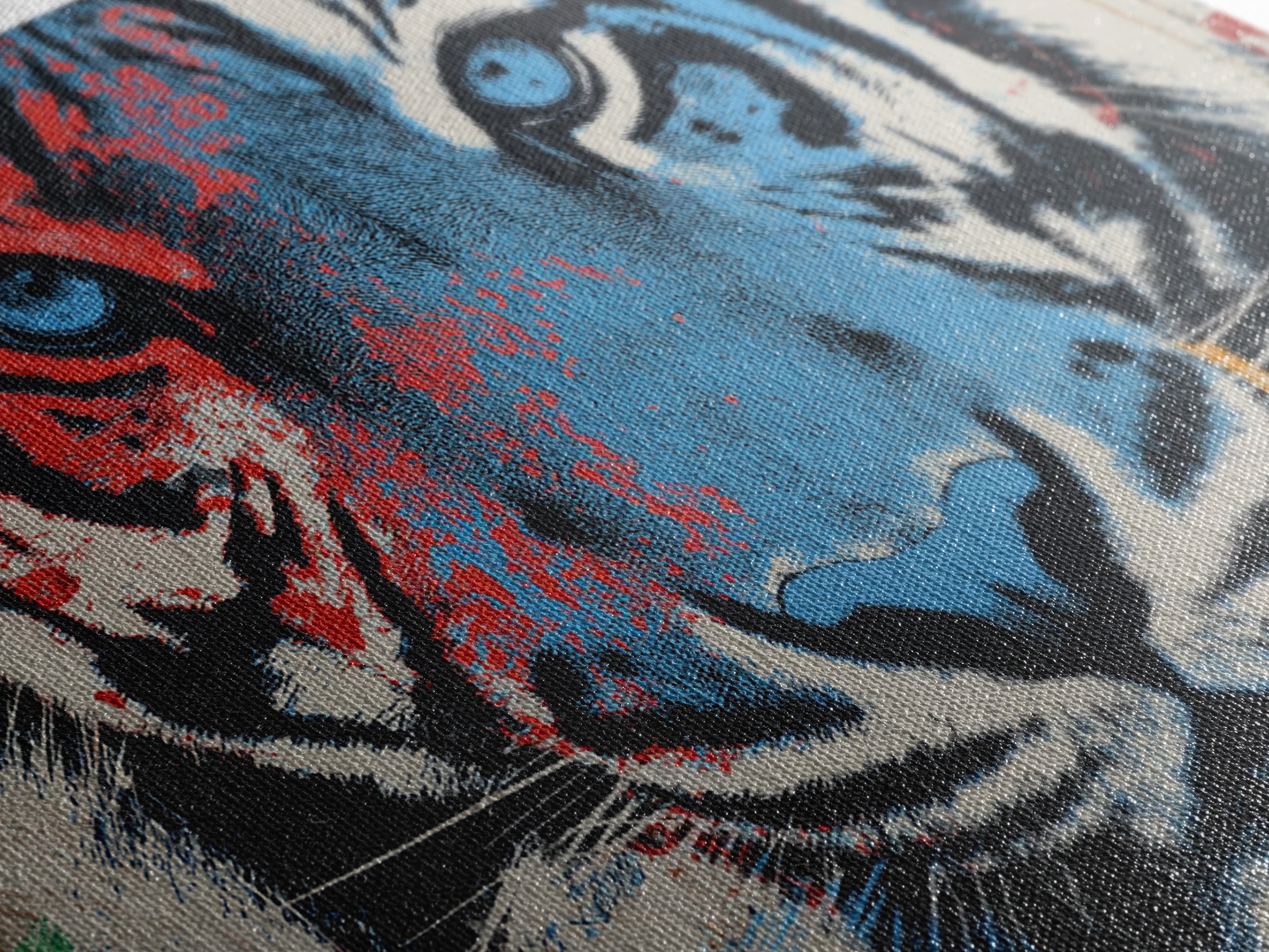 Spray Painted Tiger Face Canvas Print, Street Art, Poster, Living Room Decor, Urban, Poster Prints, Watercolor Painting, STR-3x2-84