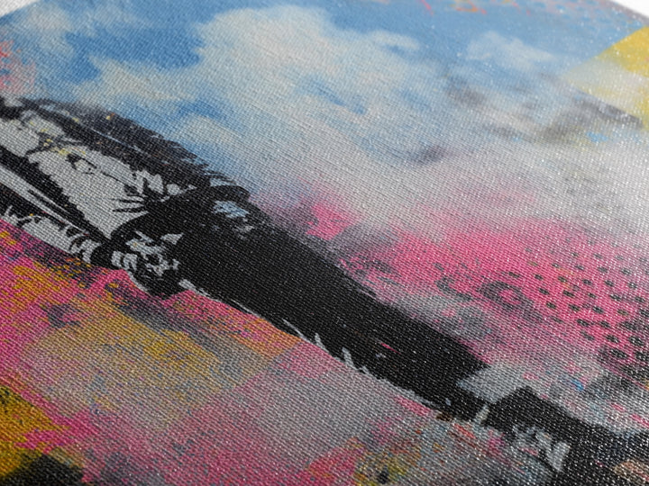 Masked Figure Surrounded by Aerosol Clouds Canvas Print, Street Art, Art, Living Room Decor, Urban, Watercolor Painting, STR-3x2-88