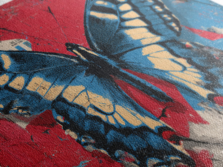 Spray Painted Butterfly on Cracked Concrete Framed Canvas Print, Street Art, Artwork, Living Room Decor, Fine Art, Urban, STR-3x2-99