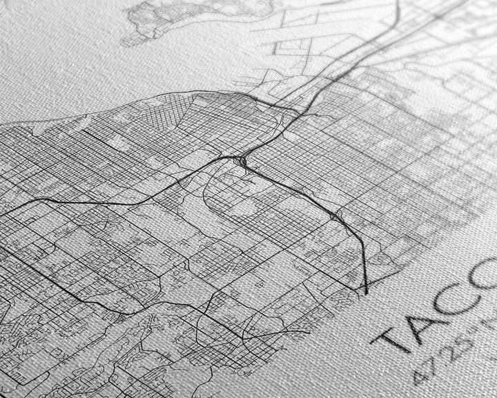 Tacoma Street Map, Washington Map, City Map Print, Modern Wall Art, Wall Art, Canvas Print, Wall Hanging, Housewarming Gift, Travel Art