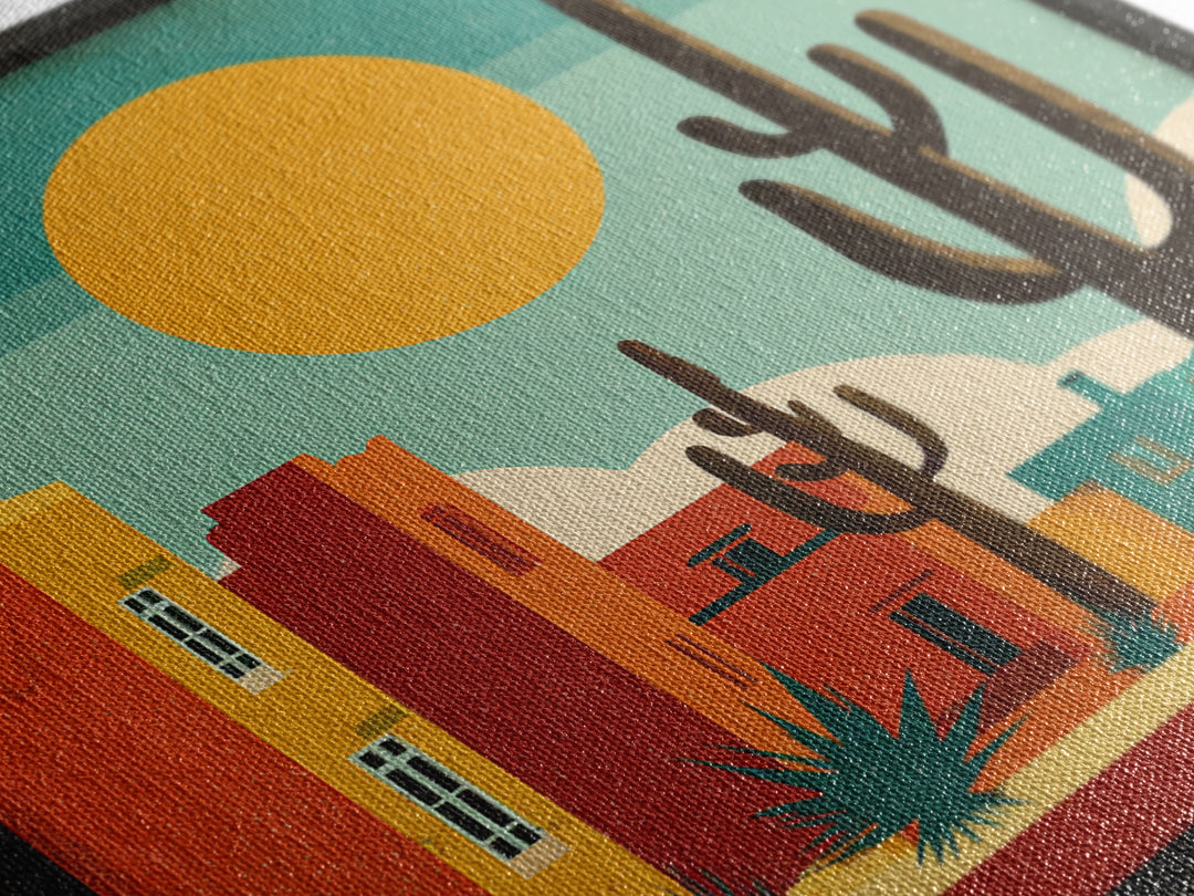 Mexico Cactus and Sun Travel Poster Canvas Print, Travel Poster(2), Wall Decor, Living Room Decor, Fine Art, Voyage, Wall Art, TPO-1x1-69