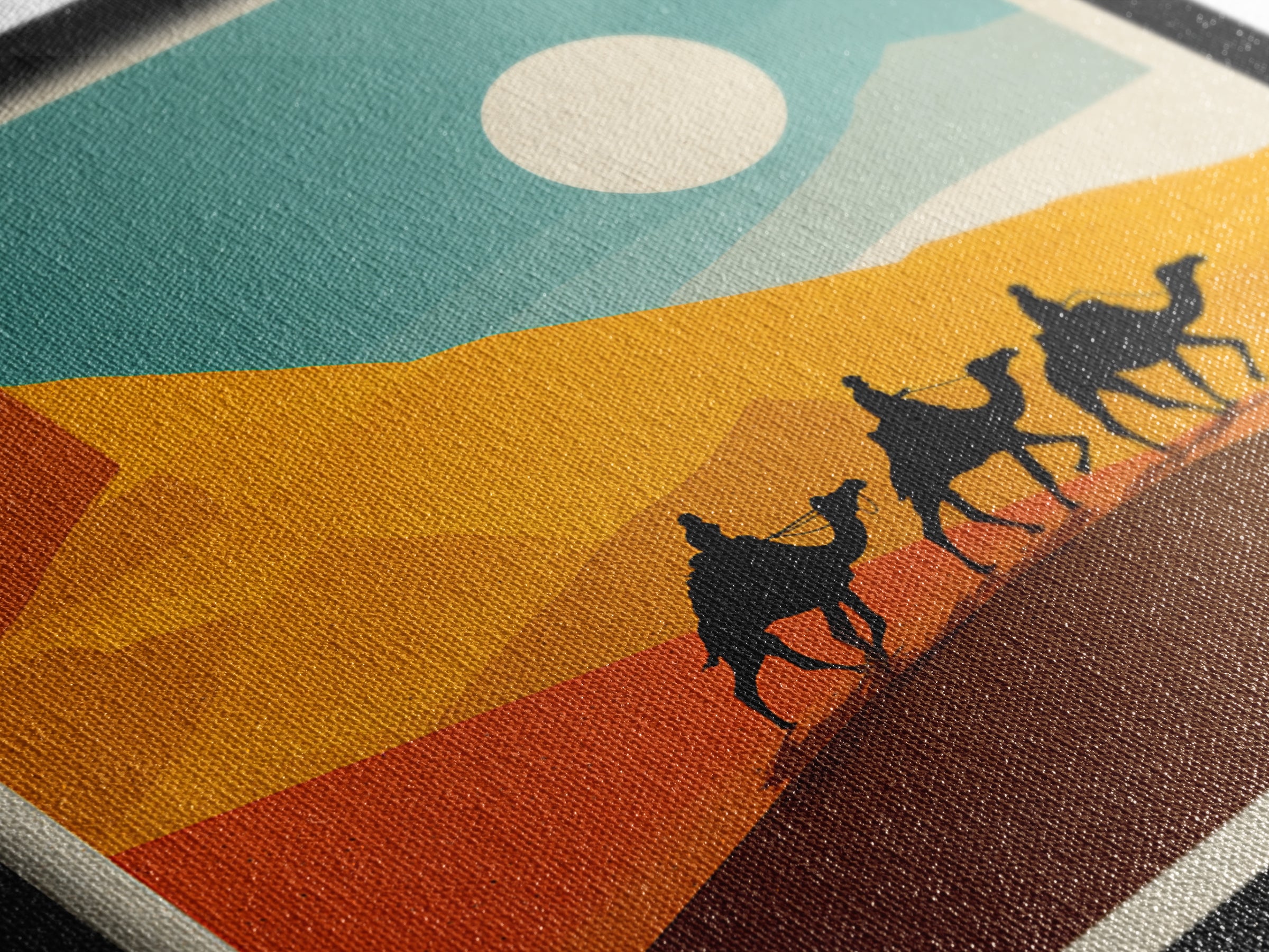 Moroccan Desert Caravan Travel Poster Framed Canvas Print, Travel Poster(2), Modern Decor, Living Room Decor, Fine Art, Voyage, TPO-1x1-79