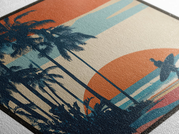 Hawaii Surf and Palm Tree Poster Canvas Print, Travel Poster(2), Digital Poster, Living Room Decor, Fine Art, Voyage, TPO-1x1-9