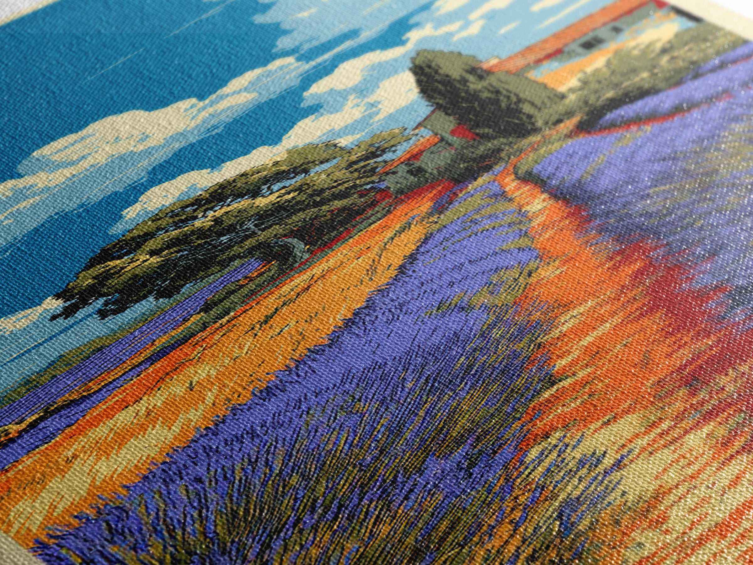 Provence Lavender Field Poster Canvas Print, Travel Poster(2), Set of 3 Wall Art, Living Room Decor, Fine Art, Voyage, TPO-1x3-11