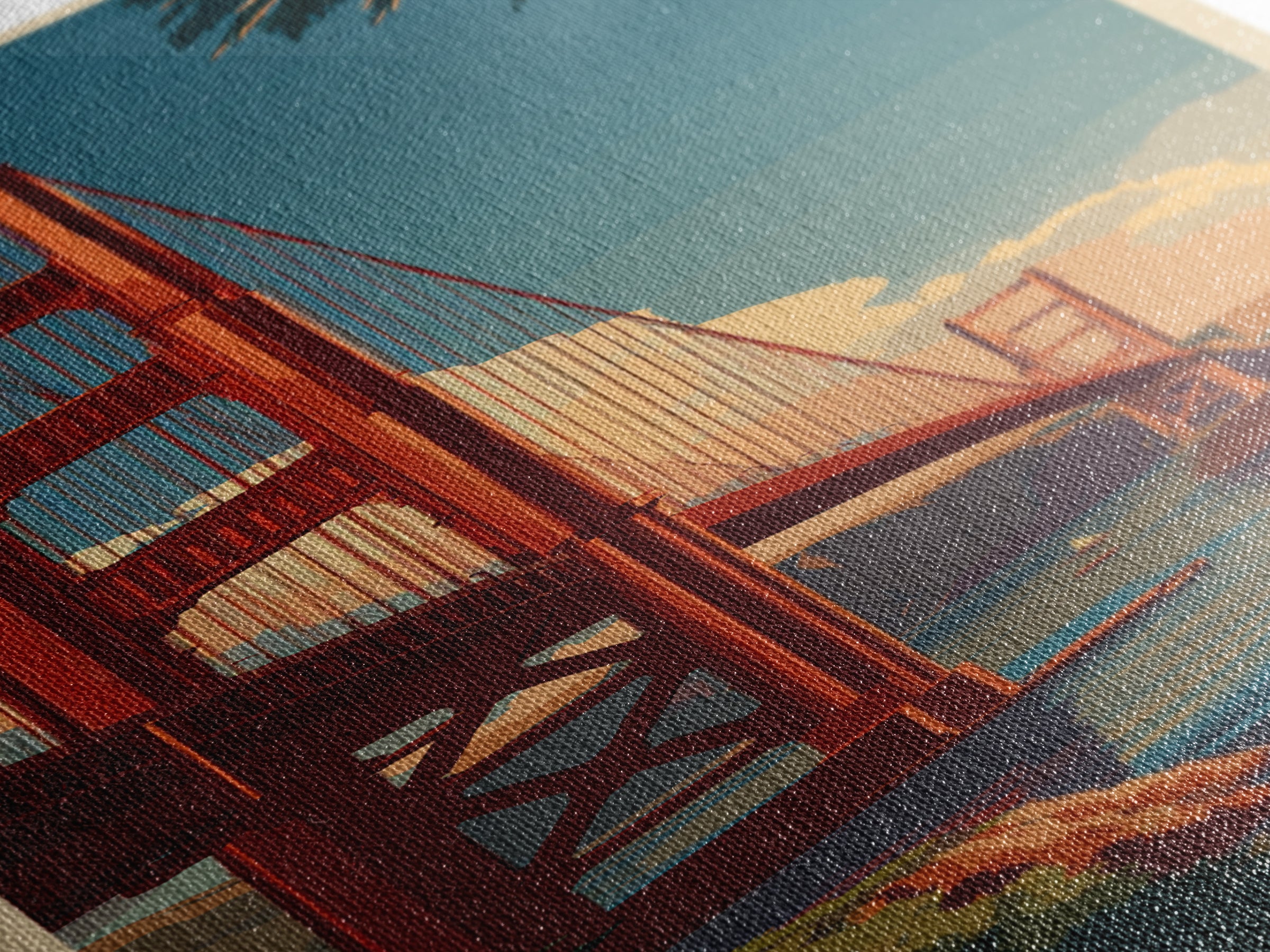 New York Bridge at Sunrise Canvas Print, Travel Poster(2), Travel Poster, Living Room Decor, Fine Art, Voyage, TPO-1x3-18
