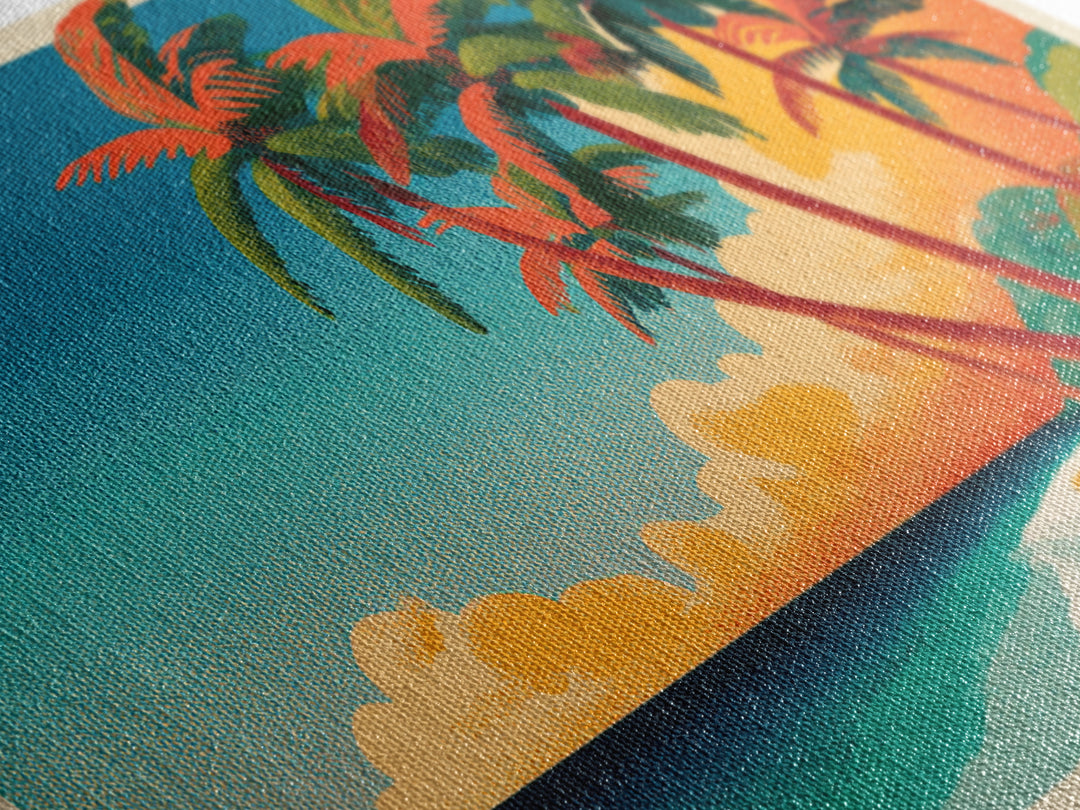 Tropical Island Lagoon Poster Framed Canvas Print, Travel Poster(2), Fine Art Print, Living Room Decor, Fine Art, Voyage, TPO-2x1-20