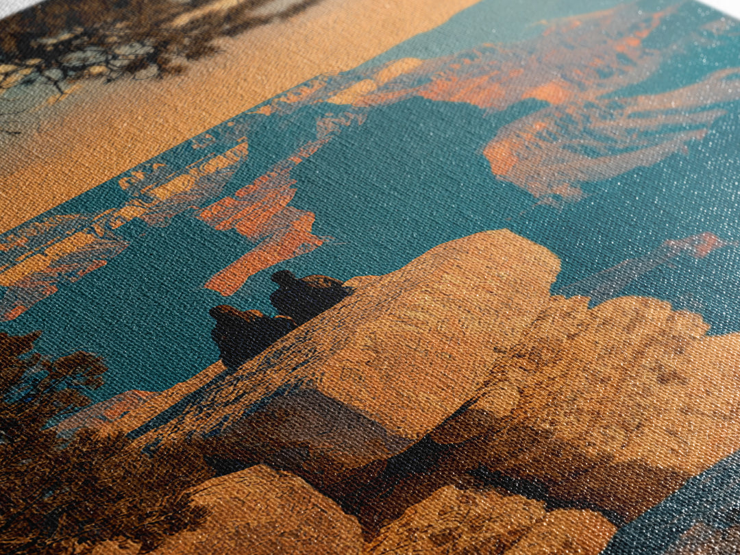 Grand Canyon Sunset Framed Canvas Print, Travel Poster(2), Wall Decor, Living Room Decor, Fine Art, Voyage, Wall Art, TPO-2x3-19
