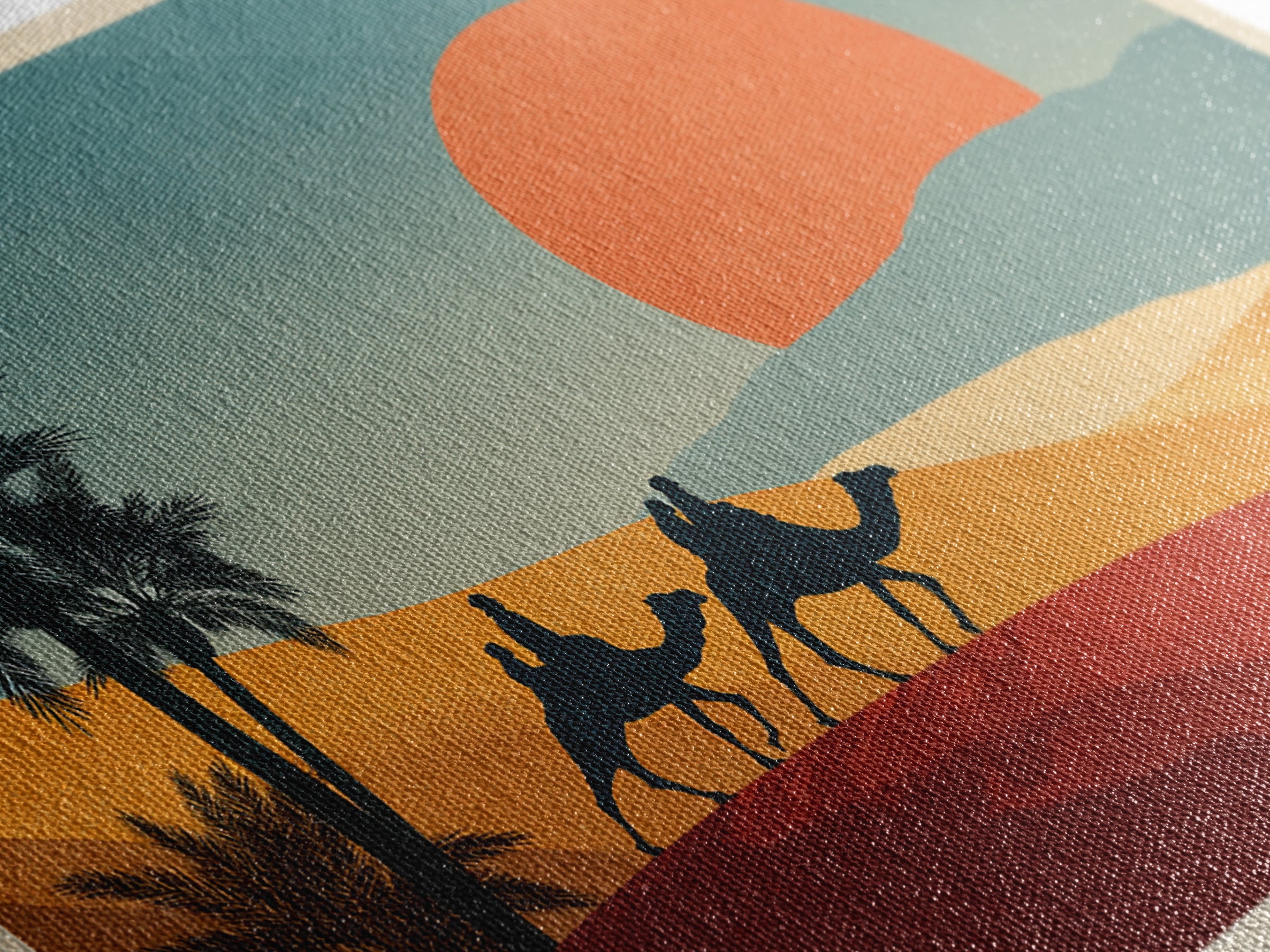 Moroccan Desert Caravan Travel Poster Framed Canvas Print, Travel Poster(2), Luxury Decor, Living Room Decor, Fine Art, Voyage, TPO-3x2-59