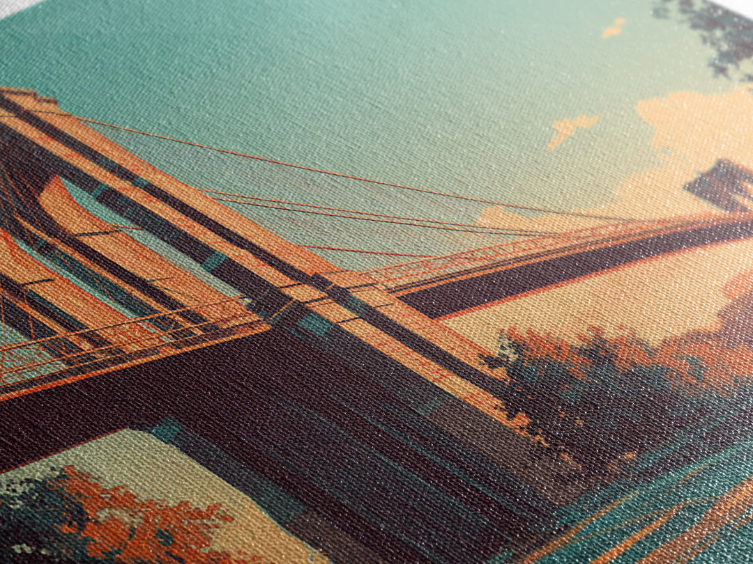 New York Bridge at Sunrise Framed Canvas Print, Travel Poster(2), Digital Download Art, Living Room Decor, Fine Art, Voyage, TPO-3x2-82