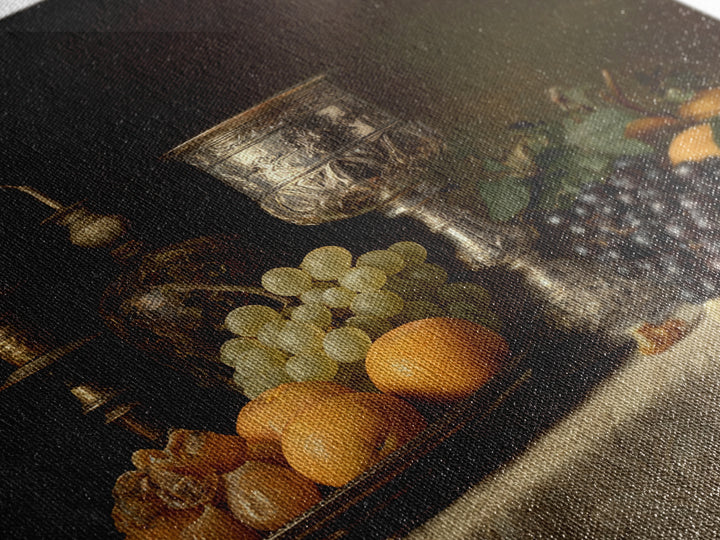 Dutch Fruit and Silver Goblet Still Life Canvas Print, Traditional Art, Japanese Decor, Living Room Decor, Fine Art, Classic, TRA-1x1-76