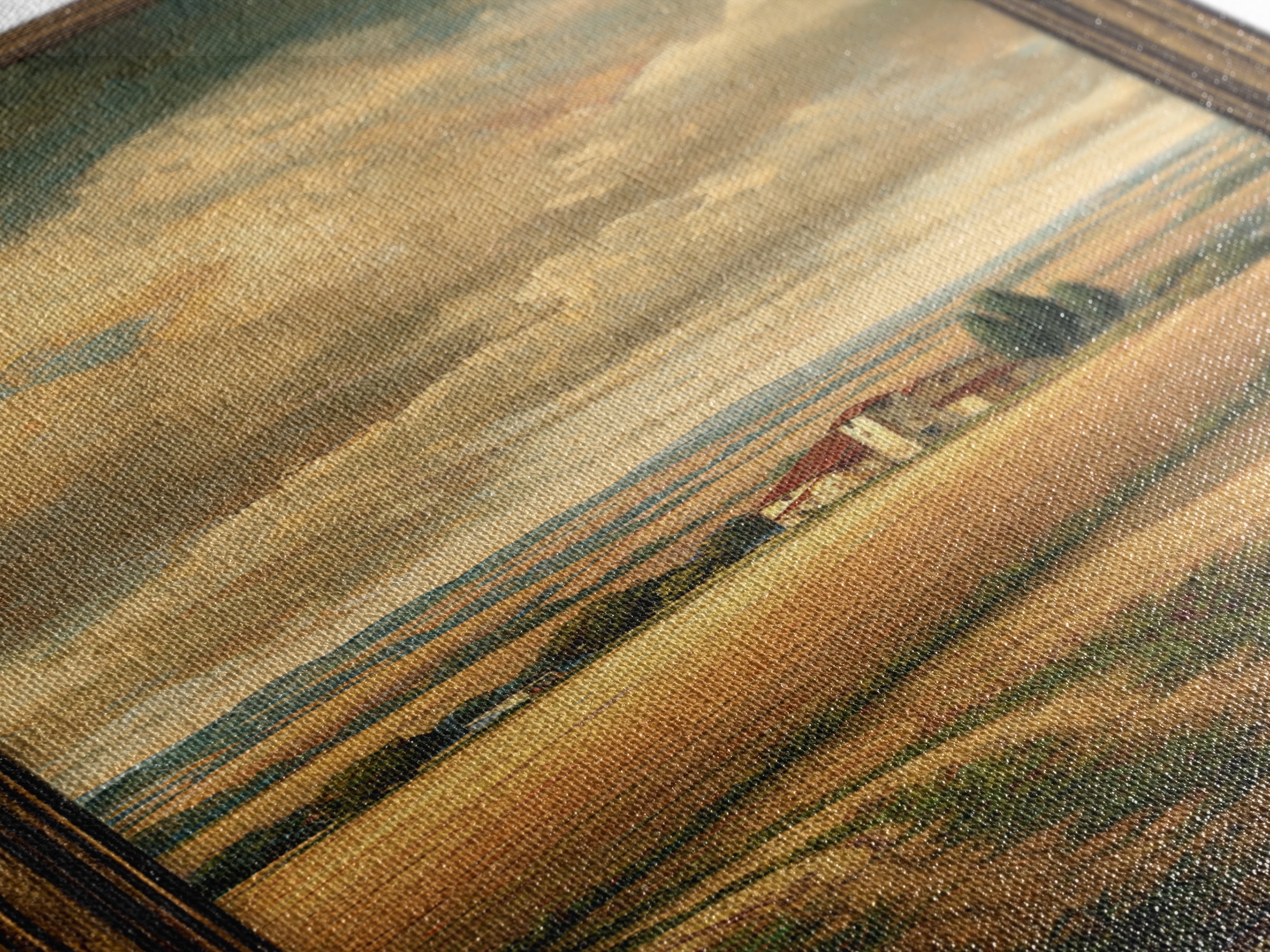 Barn and Farmland Canvas Print, Traditional Art, Boho, Living Room Decor, Fine Art, Classic, Indian Wall Art, Japanese Decor, TRA-1x3-35