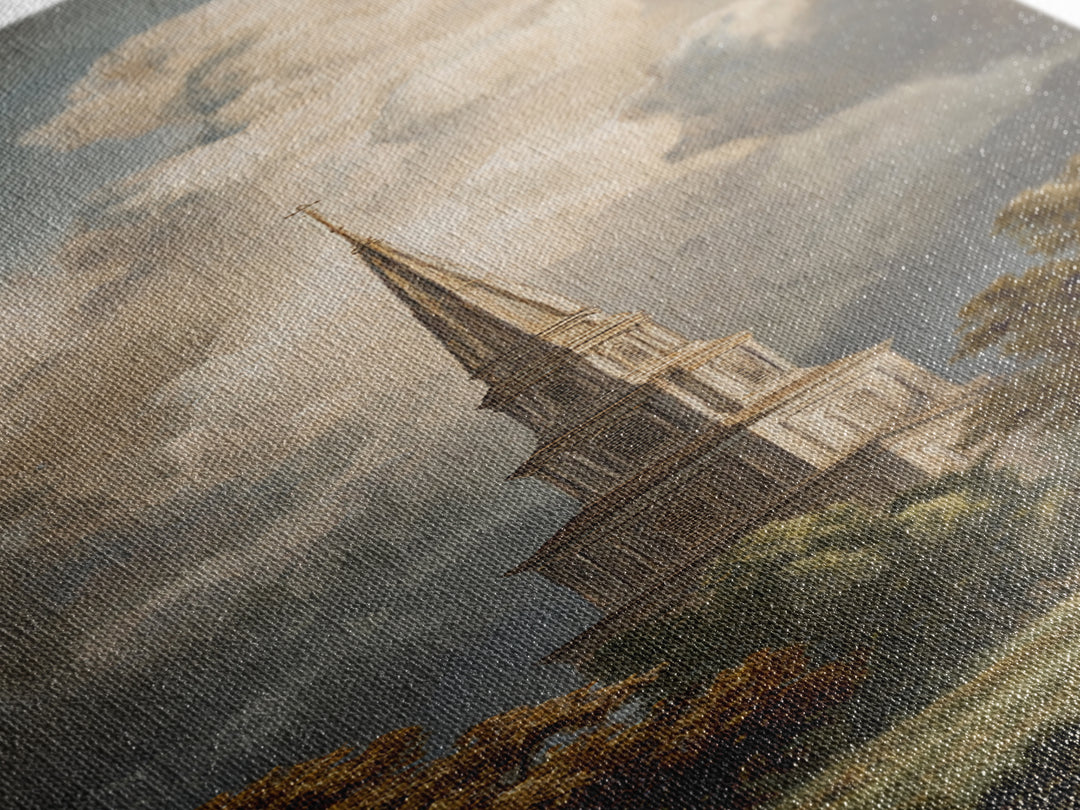 Church Steeple Across Rural Meadow Canvas Print, Traditional Art, Modern Decor, Living Room Decor, Fine Art, Classic, TRA-1x3-49
