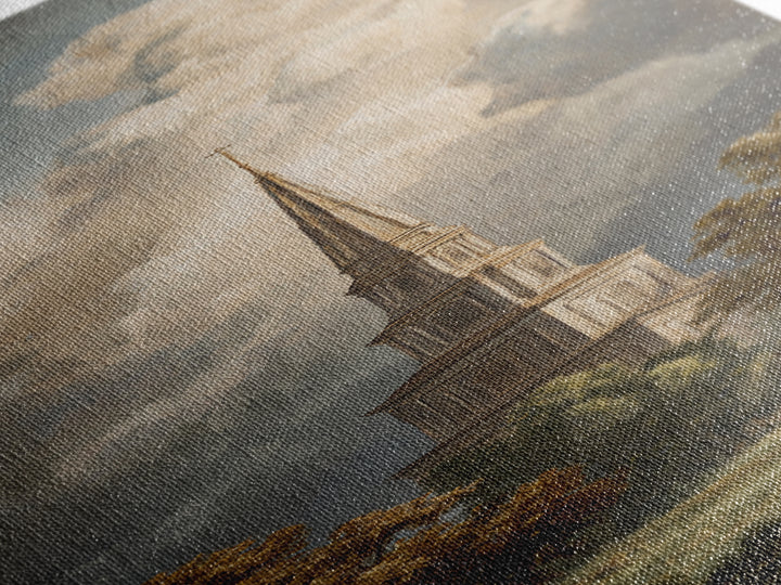 Church Steeple Across Rural Meadow Canvas Print, Traditional Art, Modern Decor, Living Room Decor, Fine Art, Classic, TRA-1x3-49