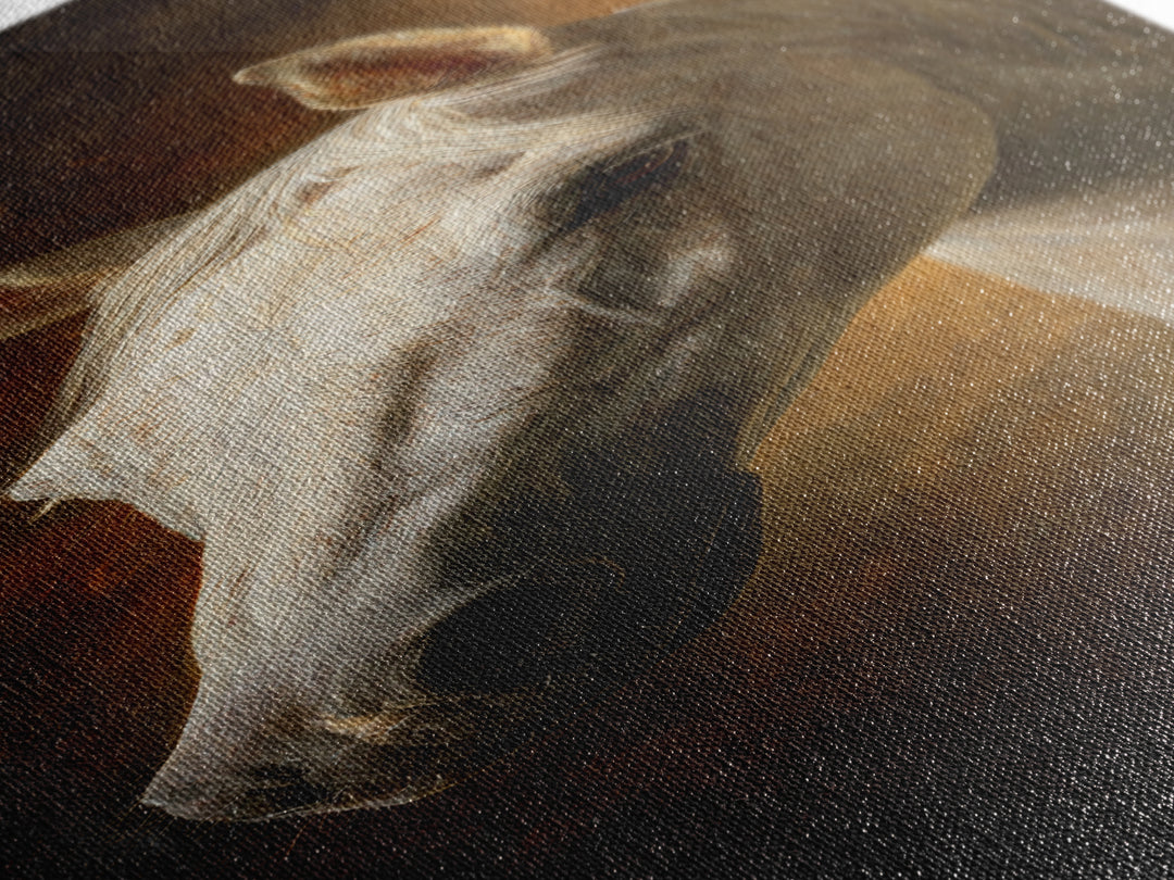 Realistic Horse Portrait Canvas Print, Traditional Art, Dark Art, Living Room Decor, Oil Painting, Classic, Minimalist Decor, TRA-1x3-63