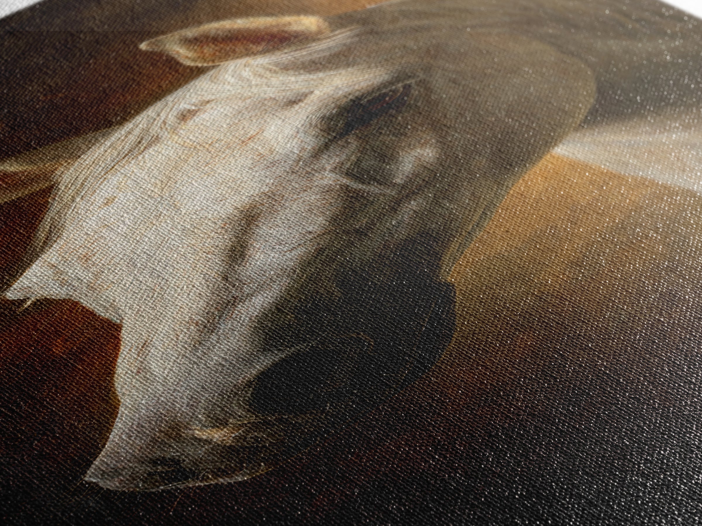 Realistic Horse Portrait Canvas Print, Traditional Art, Dark Art, Living Room Decor, Oil Painting, Classic, Minimalist Decor, TRA-1x3-63