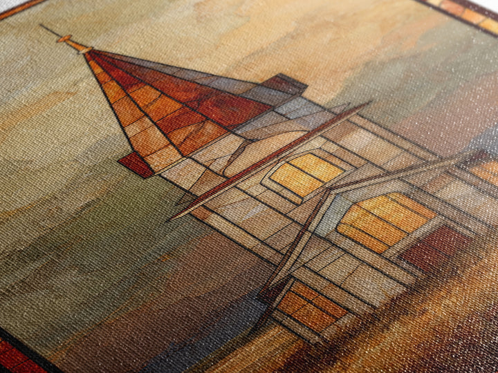 Church Steeple Across Rural Meadow Canvas Print, Traditional Art, Artwork, Living Room Decor, Oil Painting, Classic, TRA-1x3-73