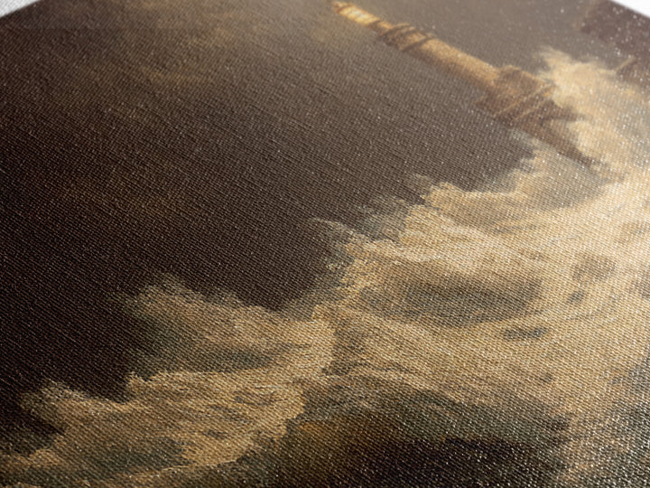 Lighthouse with Crashing Waves Canvas Print, Traditional Art, Decor, Living Room Decor, Fine Art, Classic, Japanese Art, TRA-2x1-17