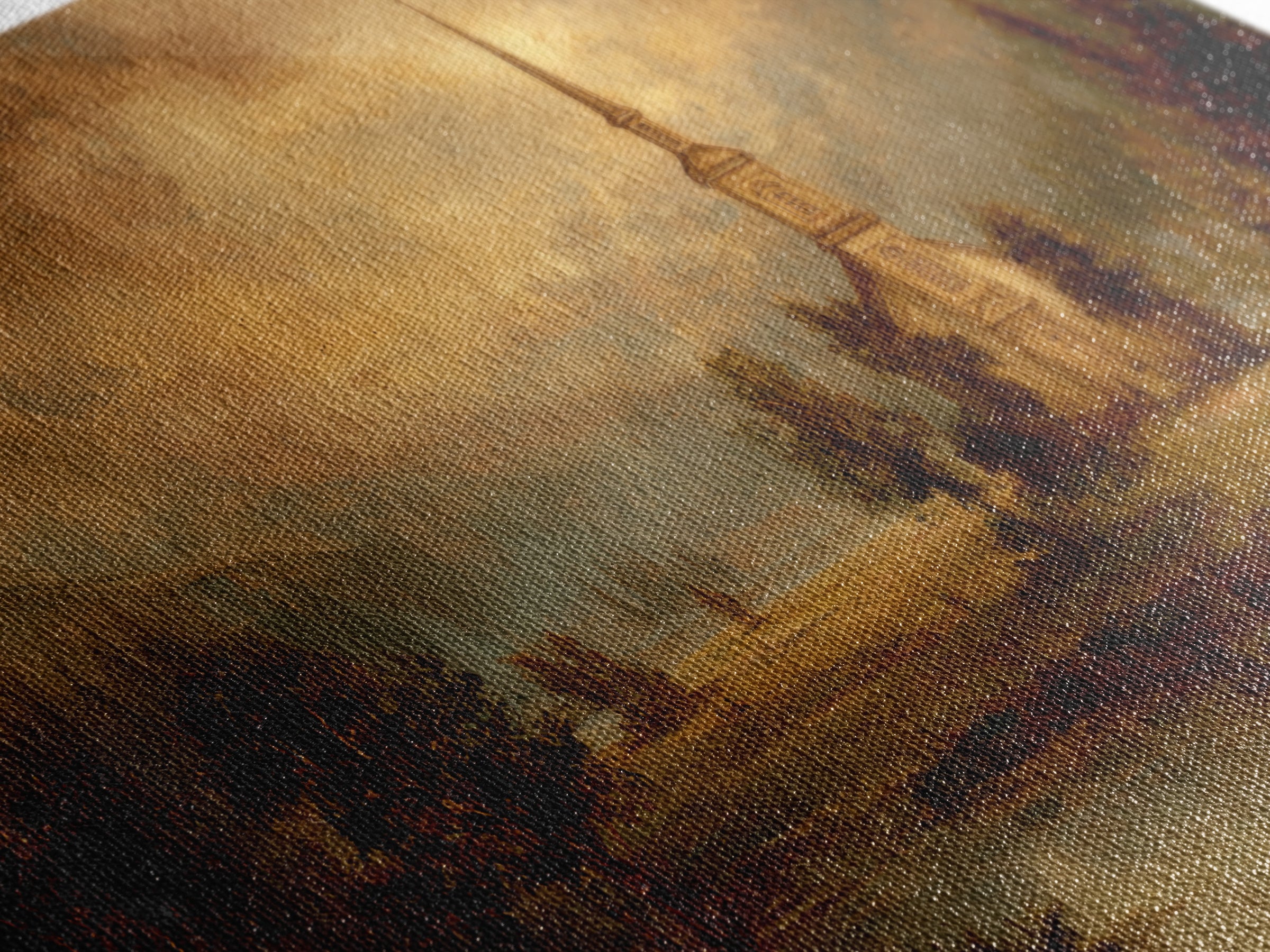 Church Steeple Across Rural Meadow Canvas Print, Traditional Art, Art Commission, Living Room Decor, Fine Art, Classic, TRA-2x1-57