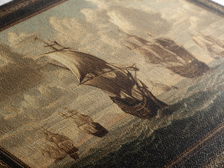 Ship at Sea Canvas Print, Traditional Art, Painting, Living Room Decor, Fine Art, Classic, Art Commissions, Japanese Art, TRA-2x1-58