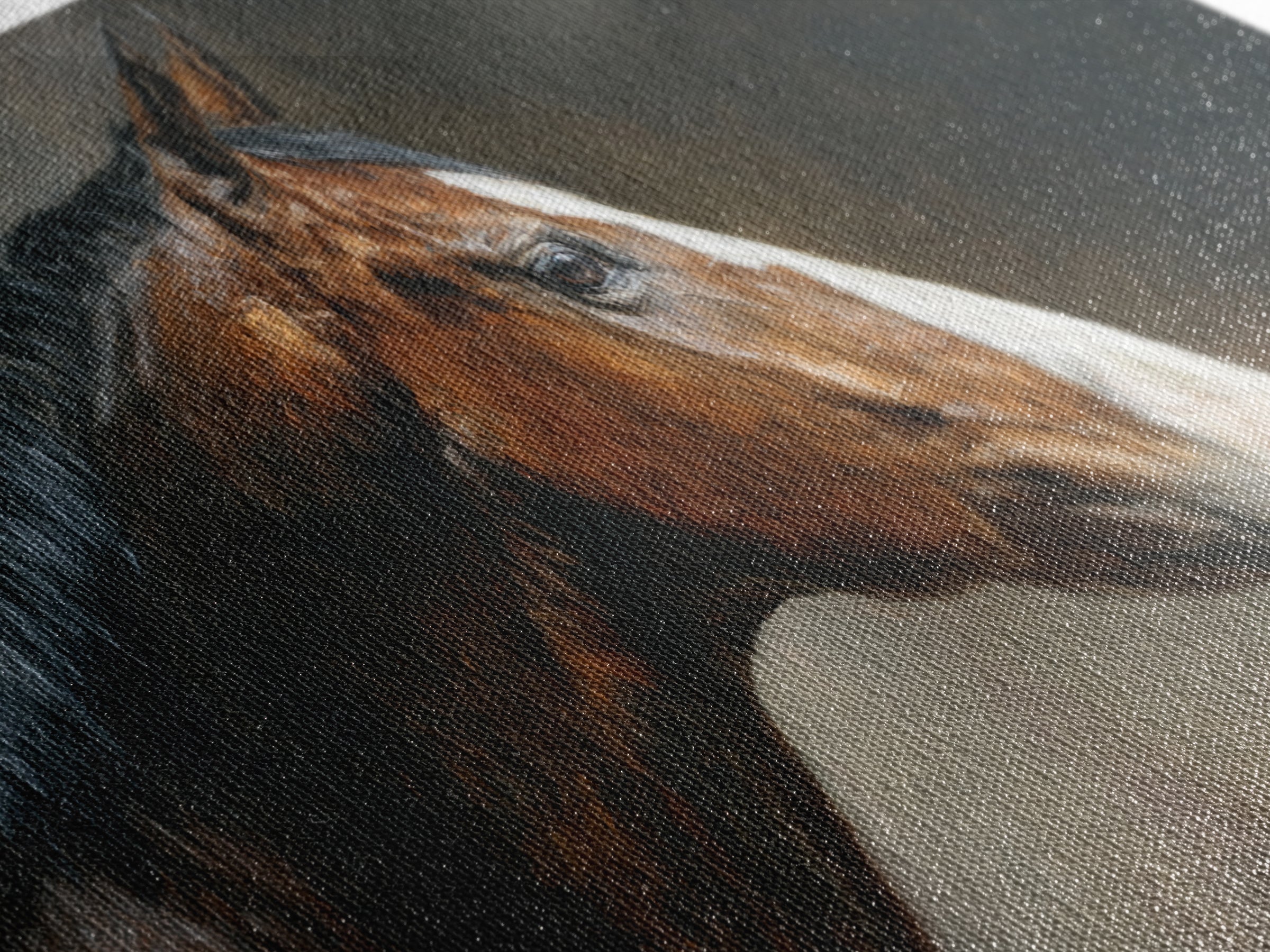 Realistic Horse Portrait Canvas Print, Traditional Art, Landscape, Living Room Decor, Fine Art, Classic, Textured Painting, TRA-2x1-71