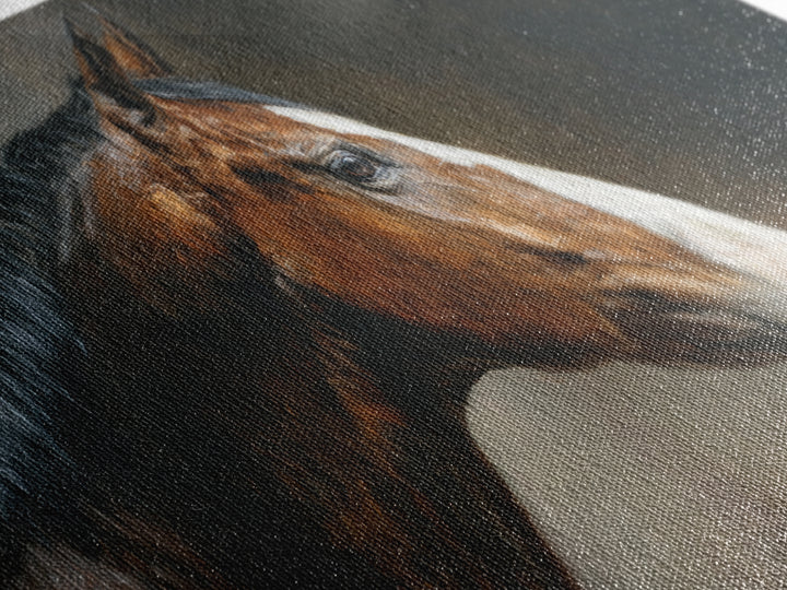 Realistic Horse Portrait Canvas Print, Traditional Art, Landscape, Living Room Decor, Fine Art, Classic, Textured Painting, TRA-2x1-71