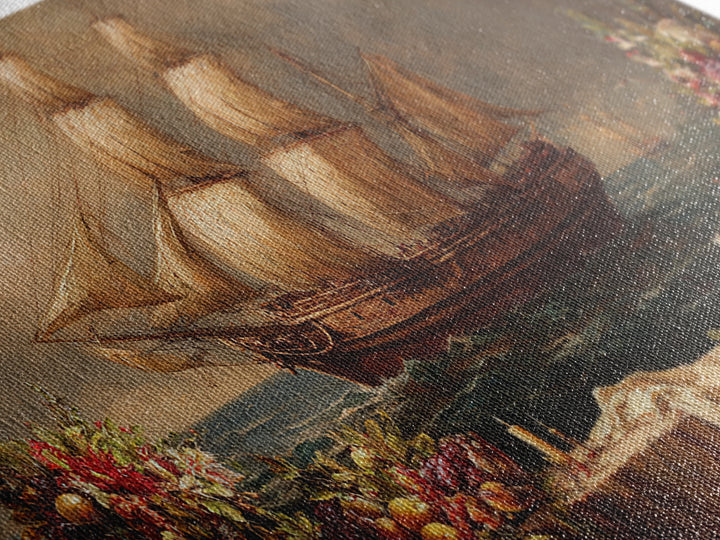 Ship at Sea Canvas Print, Traditional Art, Painting, Living Room Decor, Fine Art, Classic, Art Commissions, Japanese Art, TRA-2x1-82
