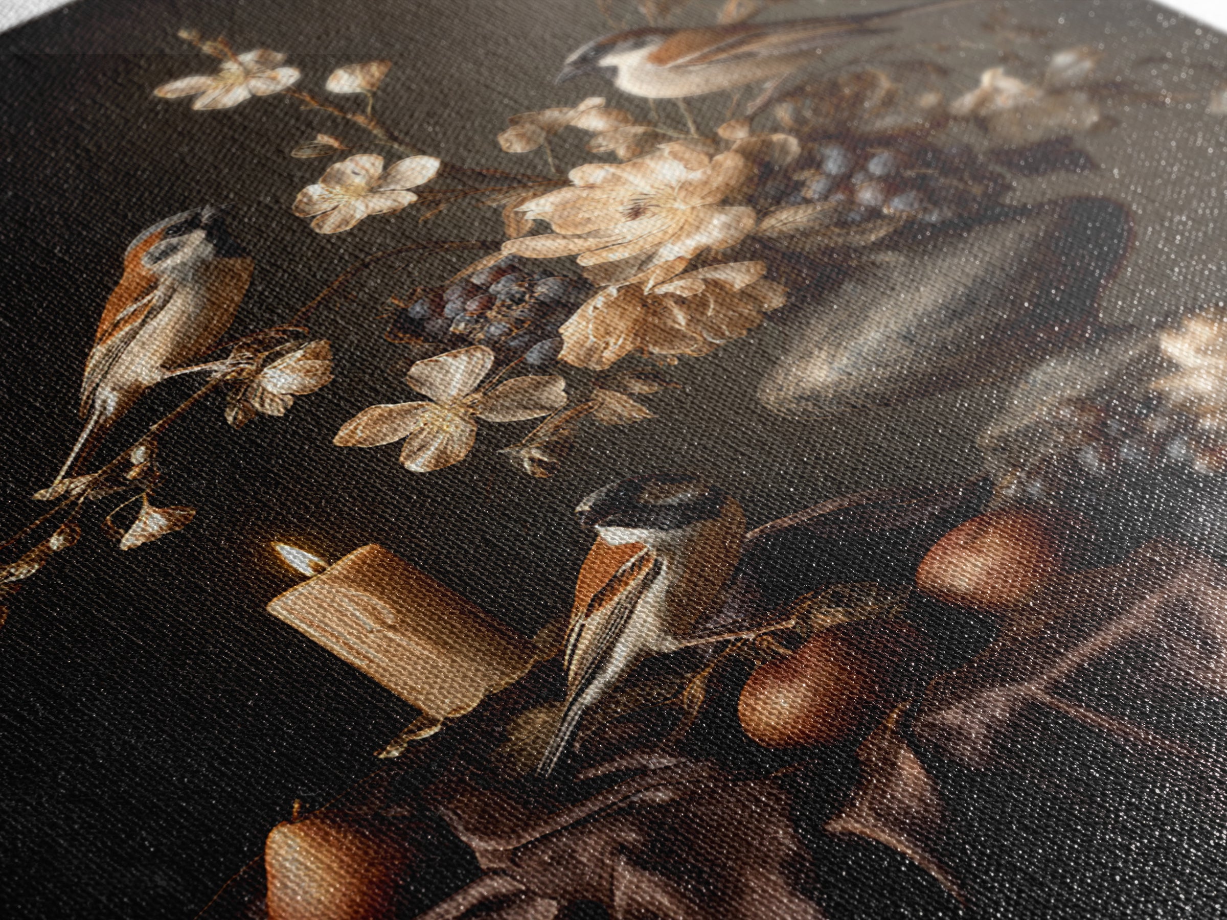 Bird Study on a Flowering Branch Framed Canvas Print, Traditional Art, Home Decor, Living Room Decor, Fine Art, Classic, TRA-2x3-18