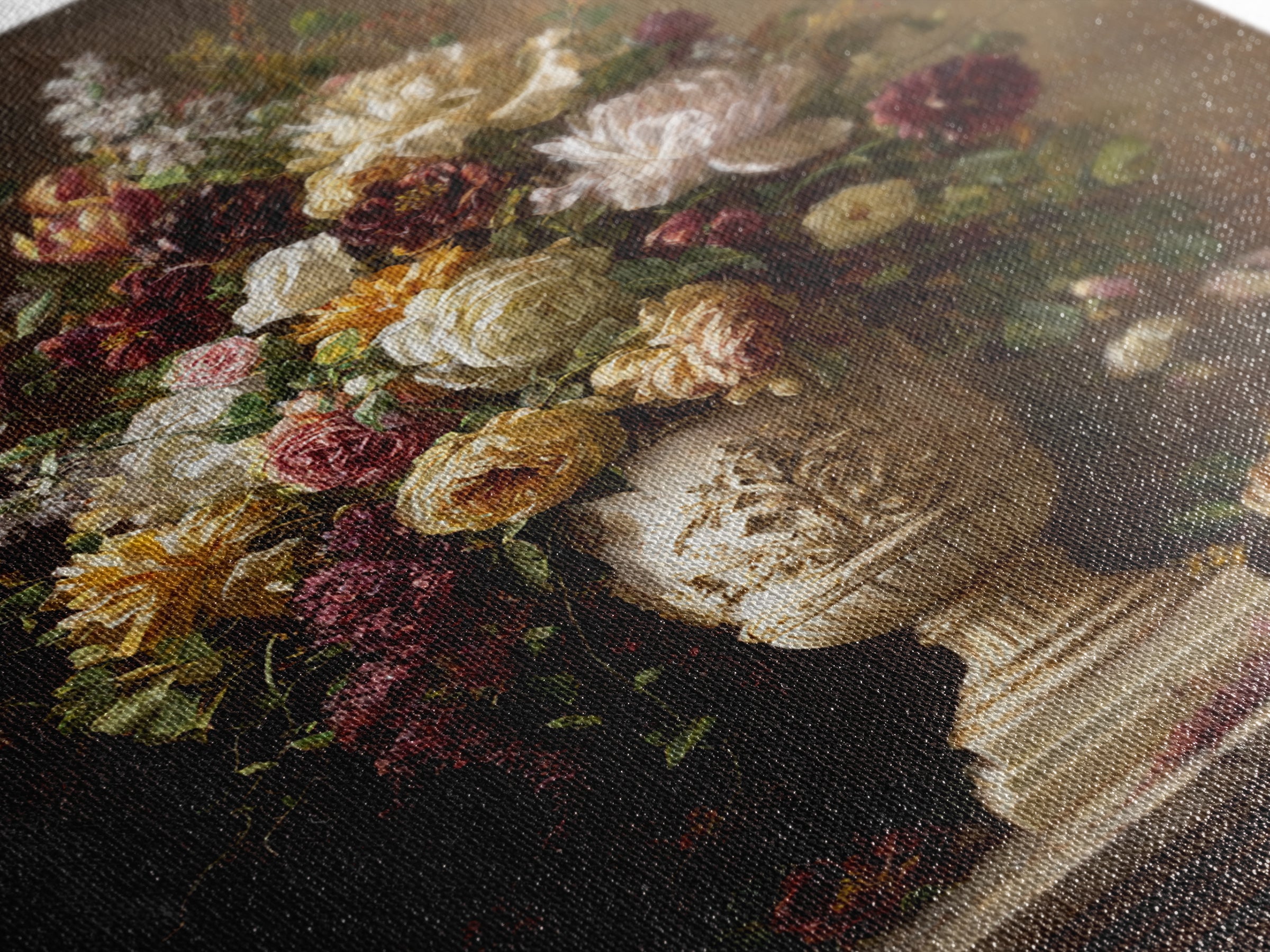 Formal Floral Still Life Canvas Print, Traditional Art, Boho, Living Room Decor, Classic, Indian Wall Art, Japanese Decor, TRA-2x3-82