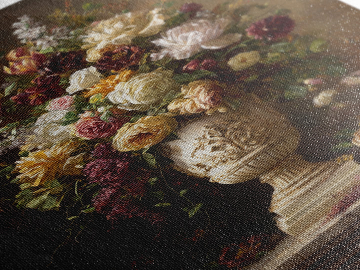 Formal Floral Still Life Canvas Print, Traditional Art, Boho, Living Room Decor, Classic, Indian Wall Art, Japanese Decor, TRA-2x3-82