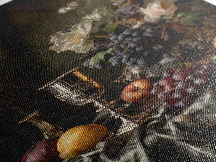 Dutch Fruit and Silver Goblet Still Life Framed Canvas Print, Traditional Art, Modern Decor, Living Room Decor, Classic, TRA-2x3-84