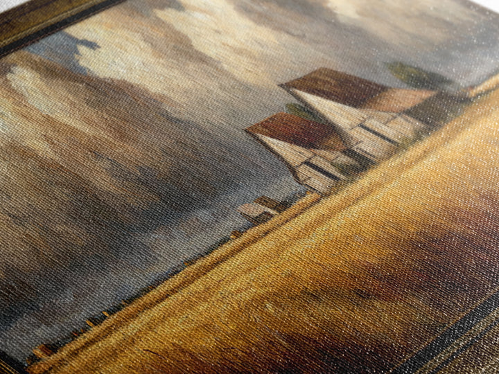 Barn and Farmland Framed Canvas Print, Traditional Art, Gallery Decor, Living Room Decor, Fine Art, Classic, Wall Art, TRA-3x1-15