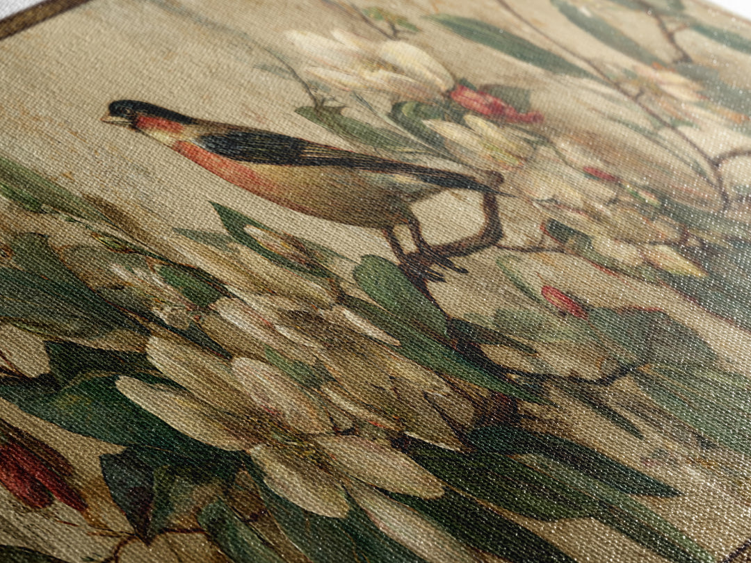 Bird Study on a Flowering Branch Canvas Print, Traditional Art, Indian Art, Living Room Decor, Oil Painting, Classic, TRA-3x1-98