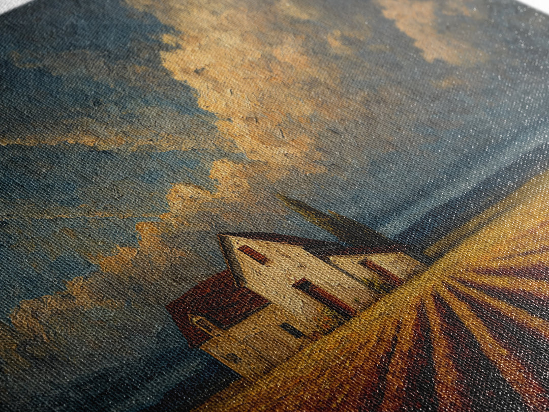 Barn and Farmland Canvas Print, Traditional Art, Indian Decor, Living Room Decor, Fine Art, Classic, Luxury Decor, TRA-3x2-3
