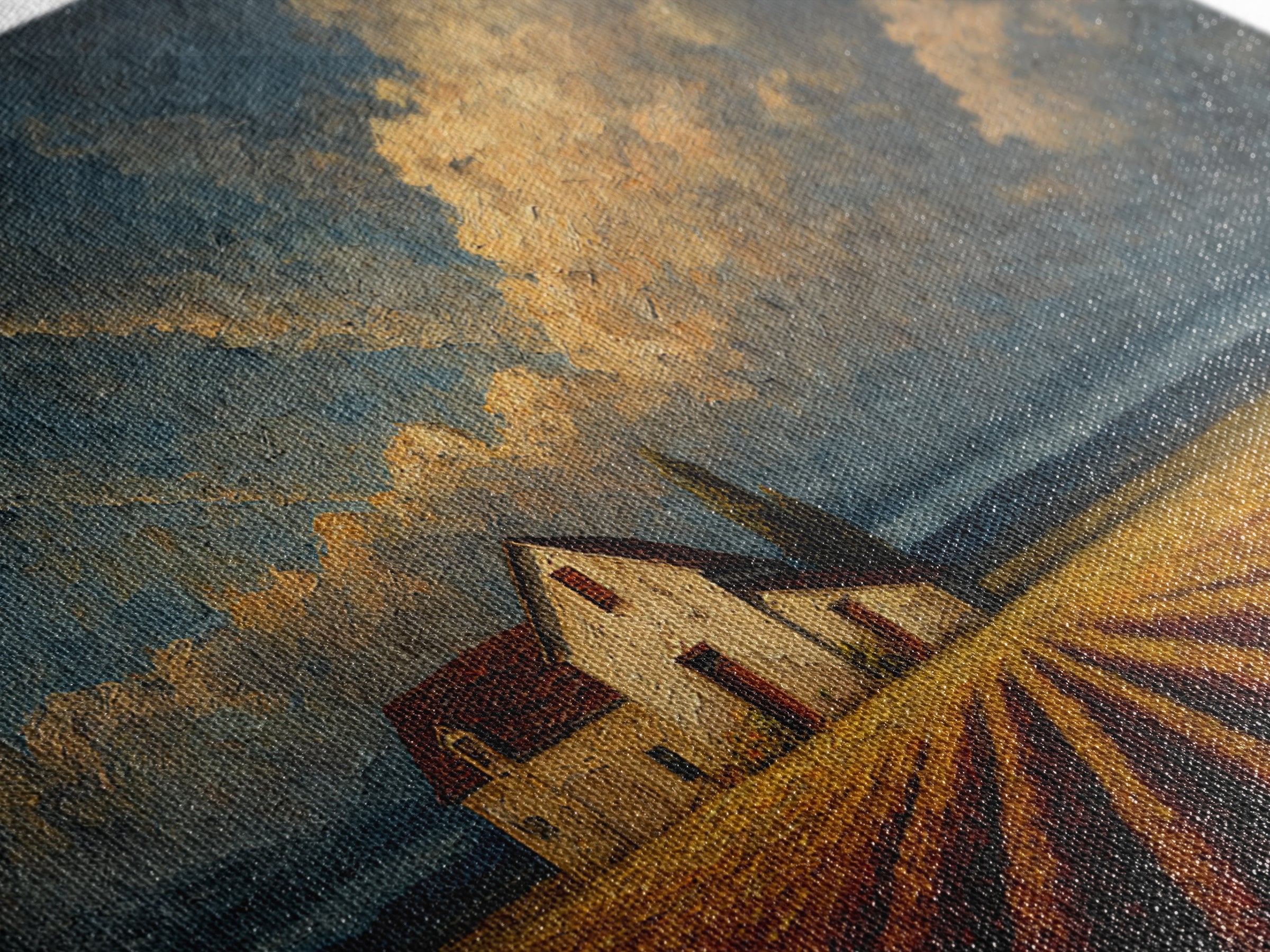 Barn and Farmland Canvas Print, Traditional Art, Indian Decor, Living Room Decor, Fine Art, Classic, Luxury Decor, TRA-3x2-3