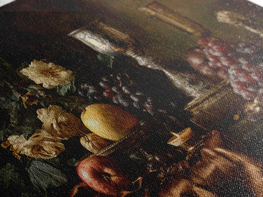 Dutch Fruit and Silver Goblet Still Life Canvas Print, Traditional Art, Indian Art, Living Room Decor, Fine Art, Classic, TRA-3x2-32