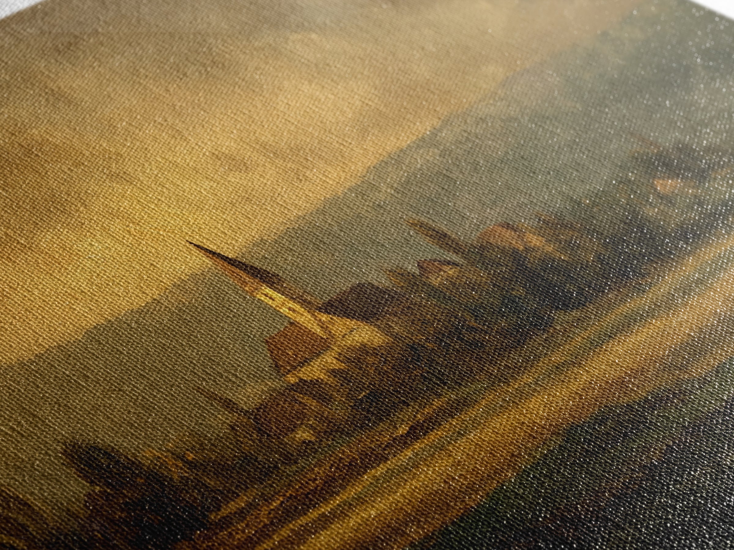 Church Steeple Across Rural Meadow Canvas Print, Traditional Art, Boho Decor, Living Room Decor, Fine Art, Classic, Painting, TRA-3x2-89