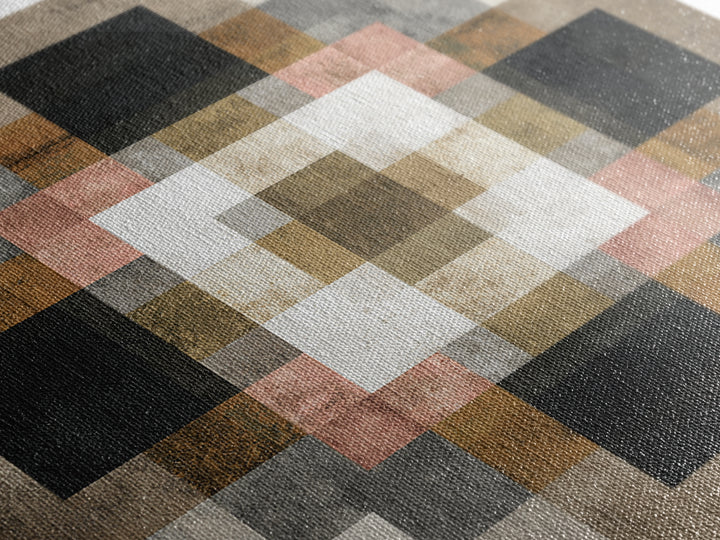 Earth Tone Geometric Pattern by Woven Cloth Framed Canvas Print, Tribal Art, Tribal Design, Living Room Decor, Fine Art, Tribal, TRI-1x1-2