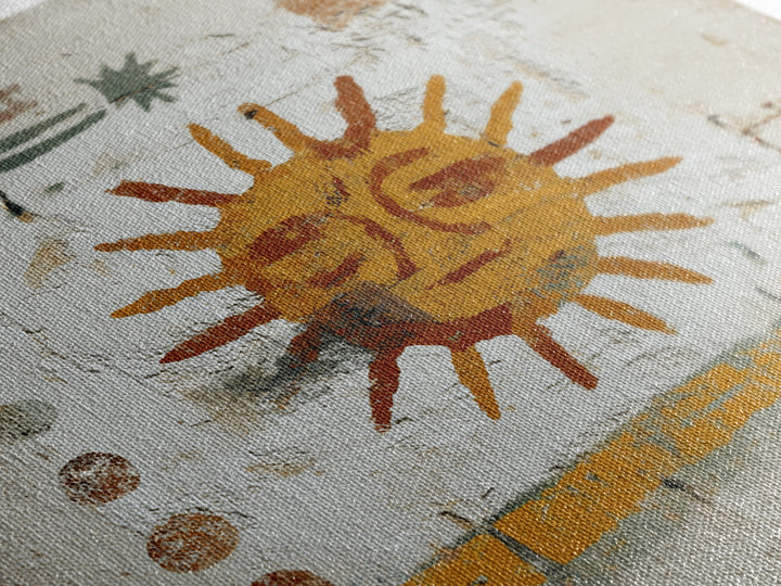 Tribal Sun Symbol Canvas Print, Tribal Art, Black and White Art, Living Room Decor, Fine Art, Tribal, Fine Art Print, TRI-1x1-35
