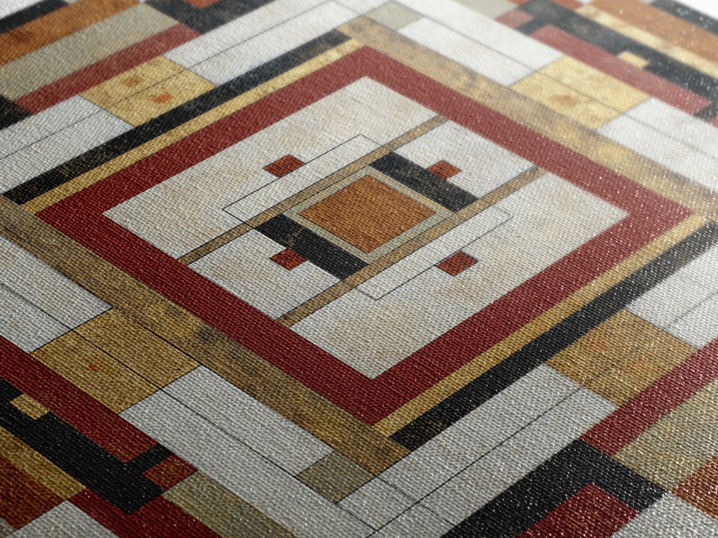 Geometric Border Design by Global Textiles Framed Canvas Print, Tribal Art, Abstract Print, Living Room Decor, Fine Art, Tribal, TRI-1x1-68